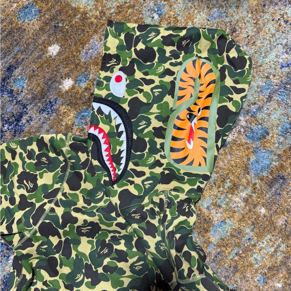 Bape Green Camo Zip Up Sweater